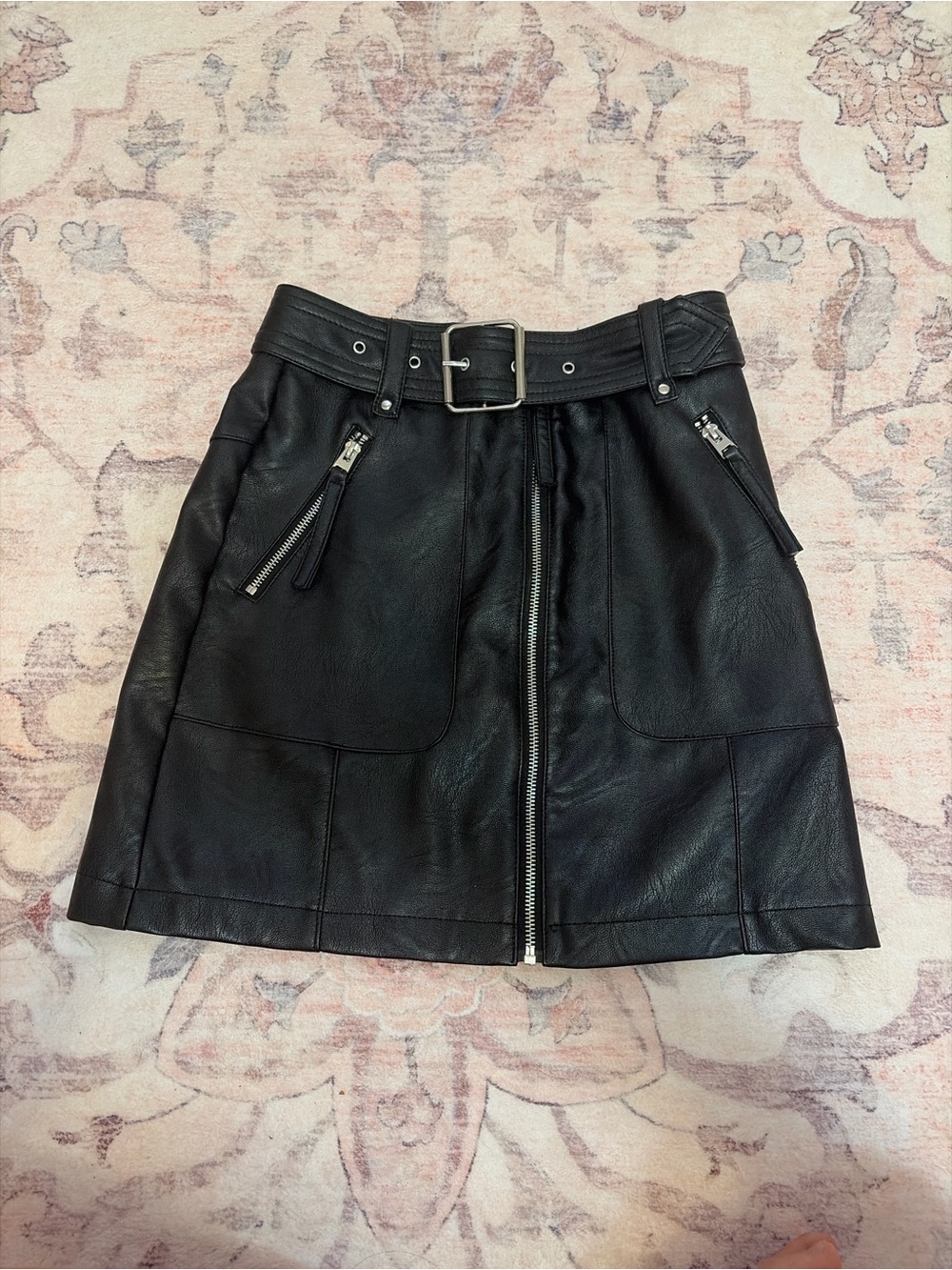 New TopShop Leather Mini Skirt with Belt - 2